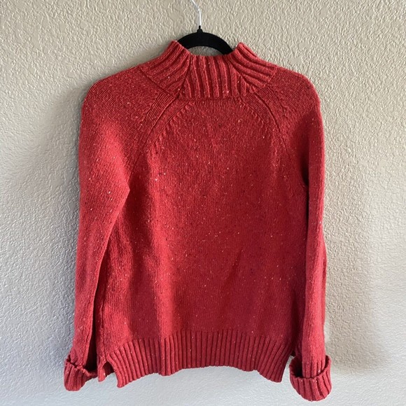 J. Jill Wool Blend Sweater Red Speckled Turtleneck Mock Neck Pockets Size XS - Picture 2 of 10